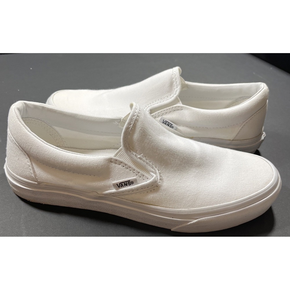 Vans Classic Slip-On Mens 7 Womens 8.5 True White Canvas Skate Shoes 500714